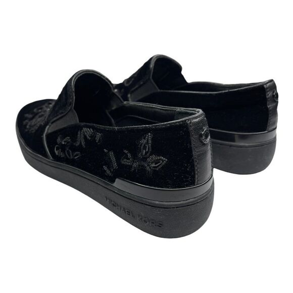MICHAEL KORS Black Beaded Kyle Velvet Slip On Sneakers  - Picture 5 of 9